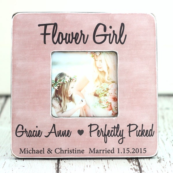 Flower Girl Gift Personalized Picture Frame Rustic Thank You Country Wedding Party Thank You Gift