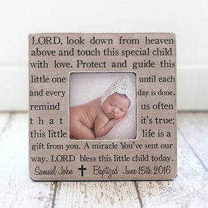 Regalo de bautismo personalizado marco de Godchild Godson hija hija de la diosa Bautismo bautizo dedicación bebé regalo oración