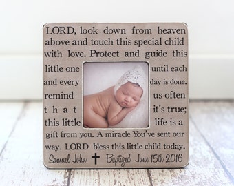 Baptism Gift Personalized Picture Frame Godchild Godson Goddaughter Baptism Christening Dedication Baby GIFT Prayer