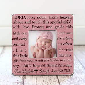 Baptism Gift for a GIRL Personalized Picture Frame Godchild Godson Goddaughter Baptism Christening Dedication Baby GIFT Prayer