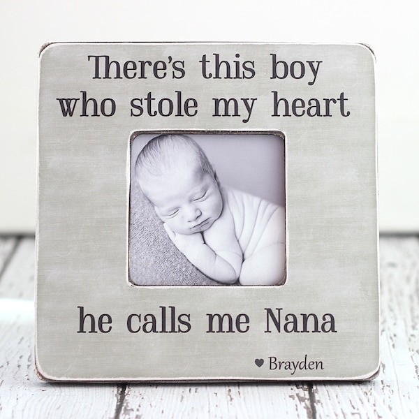 Grandma Grandmother Nana Nanny Gift Mother's Day Gift Personalized Picture Frame 'This Boy Who Stole My Heart'