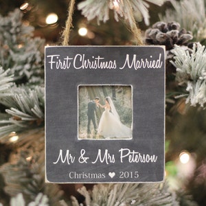 Christmas Ornament First Christmas Married Mr and Mrs Newlywed Photo Ornament Personalized Christmas Gift