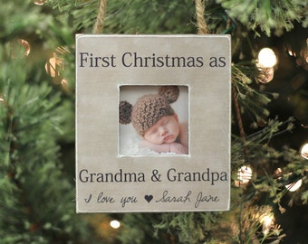 Grandparents Ornament Christmas GIFT Personalized Photo Ornament Gift First Christmas as Grandma and Grandpa New Baby