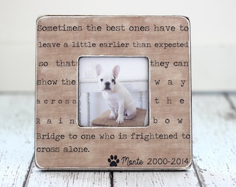 Pet Loss Memorial Pet Sympathy Gift Dog Cat Rainbow Bridge Quote Personalized Picture Frame