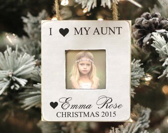 Christmas Gift for Aunt Auntie Personalized Photo Ornament from Niece Nephew I Love My Aunt