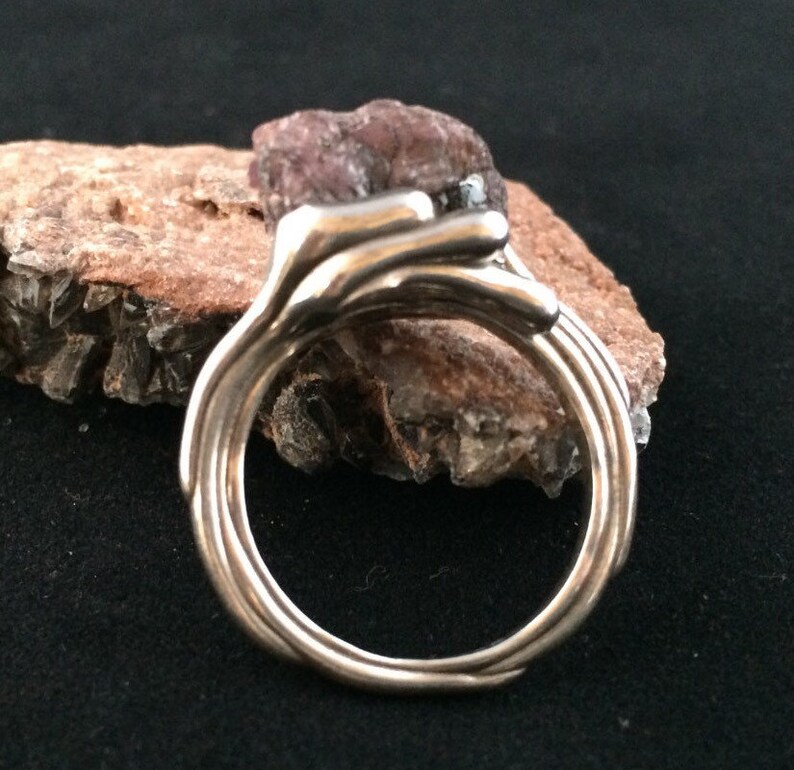 Size 9 Primal Drip Ring with Rough Sapphire cast in place Etsy