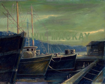 Days Work Done, Gloucester Piers   Giclee print by Wil MacKay