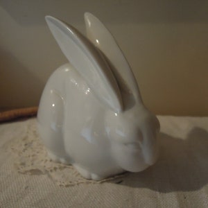 Vintage White Rabbit Figurine  / Porcelain White Bunny / Made in Japan