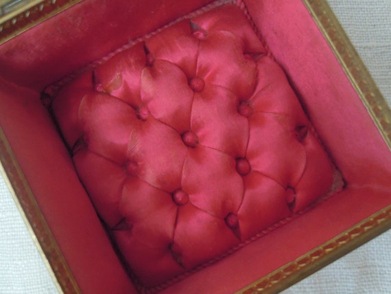 Vintage French Pink Silk Brass Box / Antique Napo… - image 10