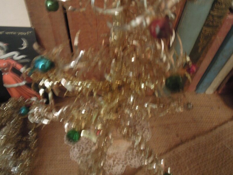 Vintage Gold Christmas Tree / Table Top Gold Tinsel Christmas Etsy