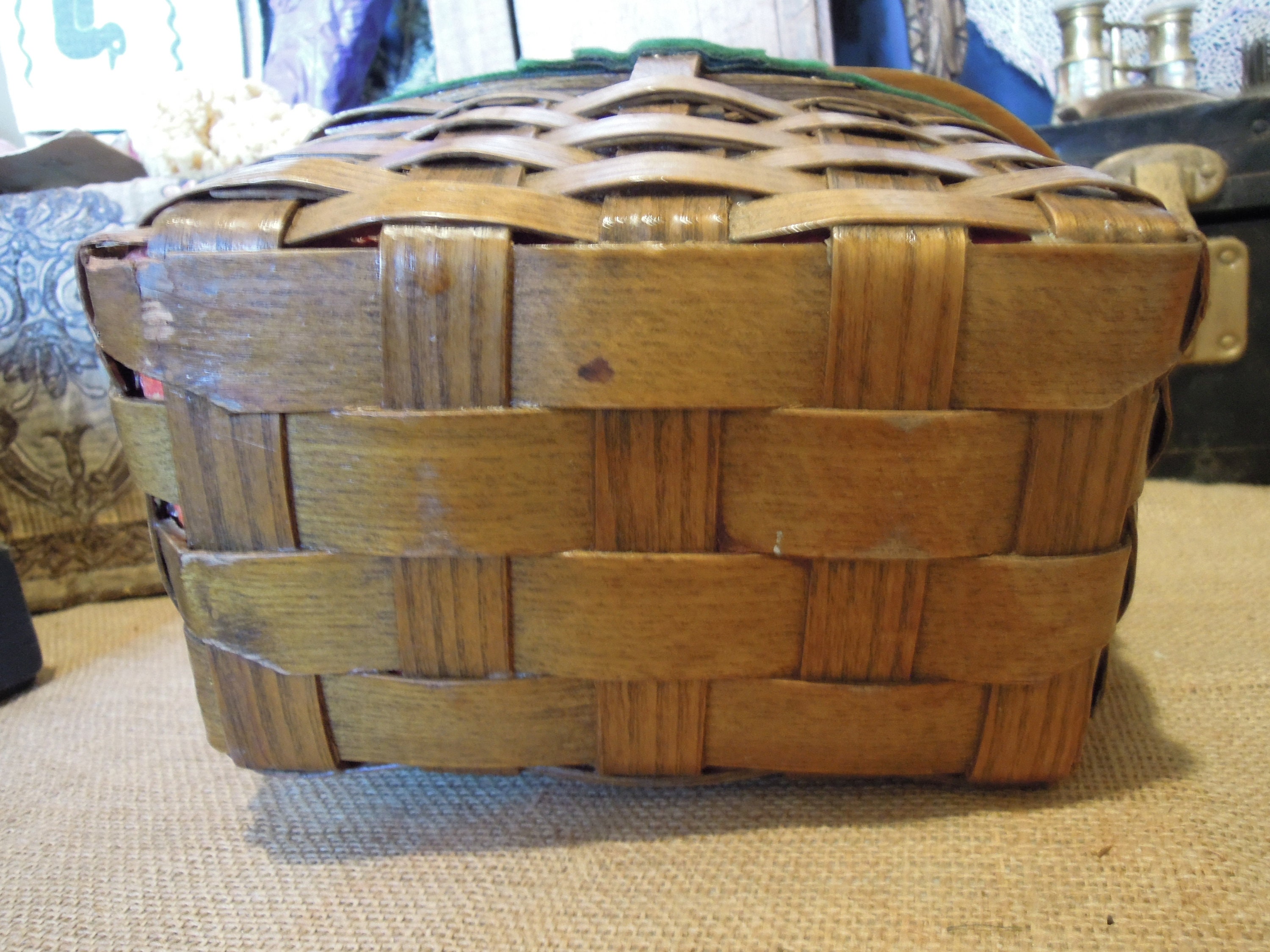 Vintage Decoupage Sewing Basket / Knitting Basket / Vintage Etsy