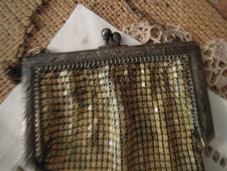Vintage Art Deco Yellow Purse Whiting and Davis Enamel Beadlite Antique Reticule Whiting and Davis Mesh Handbag