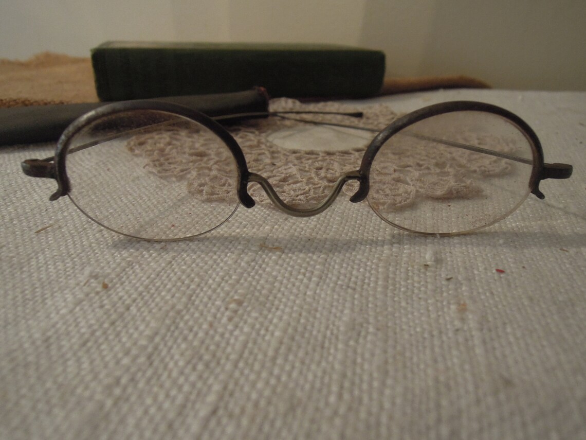 Antique Half Rim Spectacles / Early 1800’s Reading Spectacles / Metal ...