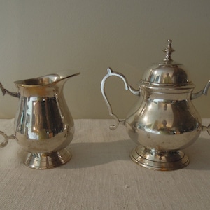 Vintage Silver Cream & Sugar / Antique EPNS Cream and Sugar / Made in India
