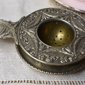 Antique German Silver Tea Strainer / Brass & Silver Plated Strainer / Collectible  Decorative Tea Strainer / English Afternoon Tea