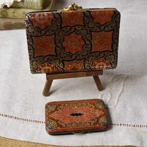 Portasigarette vintage italiano / Portafoglio in pelle / Pochette in pelle con stampa dorata