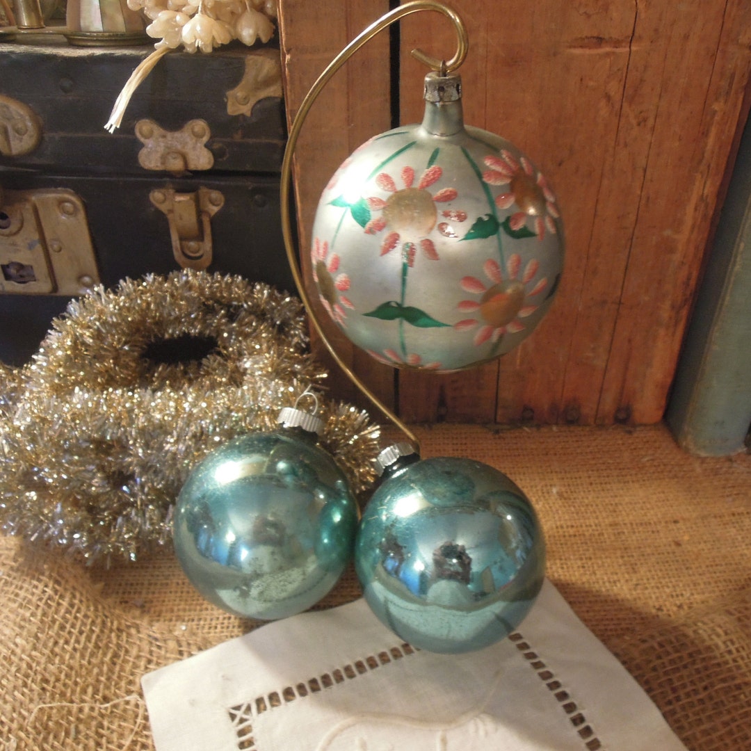 Vintage Blue Christmas Ornaments / Polish & Shiny Brite Etsy