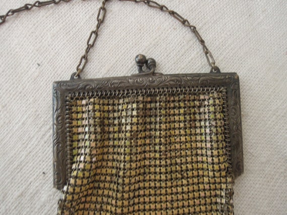 Vintage Art Deco Yellow Purse / Whiting and Davis… - image 4