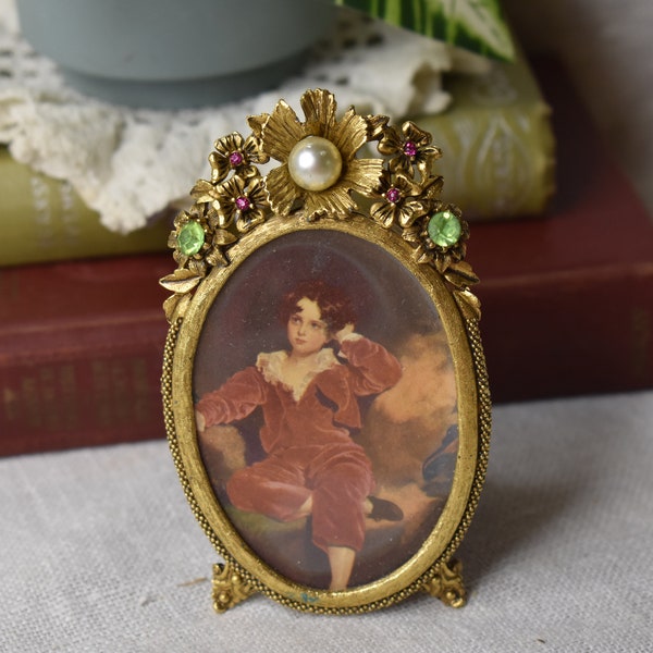 Vintage Florenza Gold Jeweled Frame / Vintage Florenza Collectible