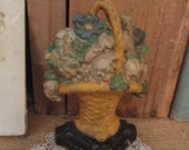 Vintage Hubley 4 Door Stop Cast Iron Bouquet of Flowers Antique Floral Door Stopper