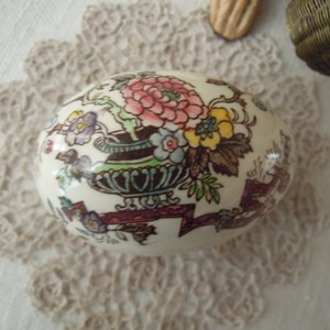Vintage Mason’s Egg / English Transferware Ironstone / Floral and Fruit Trinket Box