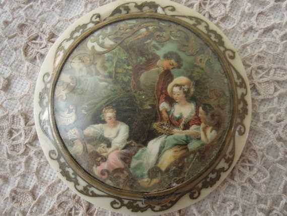 Vintage French Mirror Compact / Collectible Mirro… - image 1