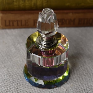 Vintage Crystal Ann Primrose Glass Perfume Bottle / Vintage Miniature Rainbow Crystal Perfume Bottle / Collectible Perfume Bottle