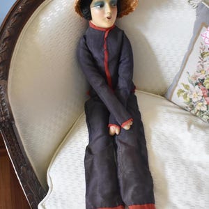 Antique French Boudoir Doll / Cloth French Bed Doll / Vintage French Bedroom Doll / Bedroom Decor