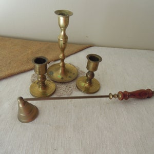 Vintage 3 Brass Candle Holders / Set of Gold Candle Stick Holders