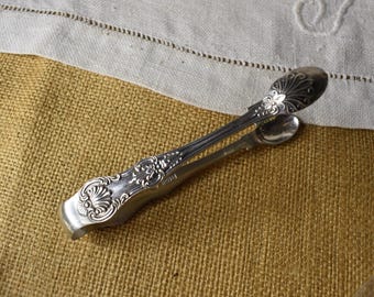 Pinzas para azúcar de plata inglesas antiguas / Pinzas para azúcar vintage / Pinzas para servir de plata