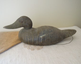 Antique Wood Duck Decoy / Hand Carved Decoy / Rustic Cabin Decor / 1930's Duck Decoy
