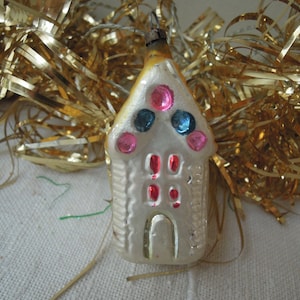 Vintage Christmas House Ornament / Mercury Glass Ornament / Christmas Ornaments