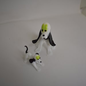Vintage Glass Art Dogs / Art Glass Dogs / Vintage White & Black Glass Dog Figurines