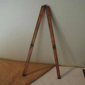 Vintage Stanley Ruler / Antique Architect Rule / Folding Carpenter Ruler / Wood Folding Ruler / Antique Wood & Brass Ruler