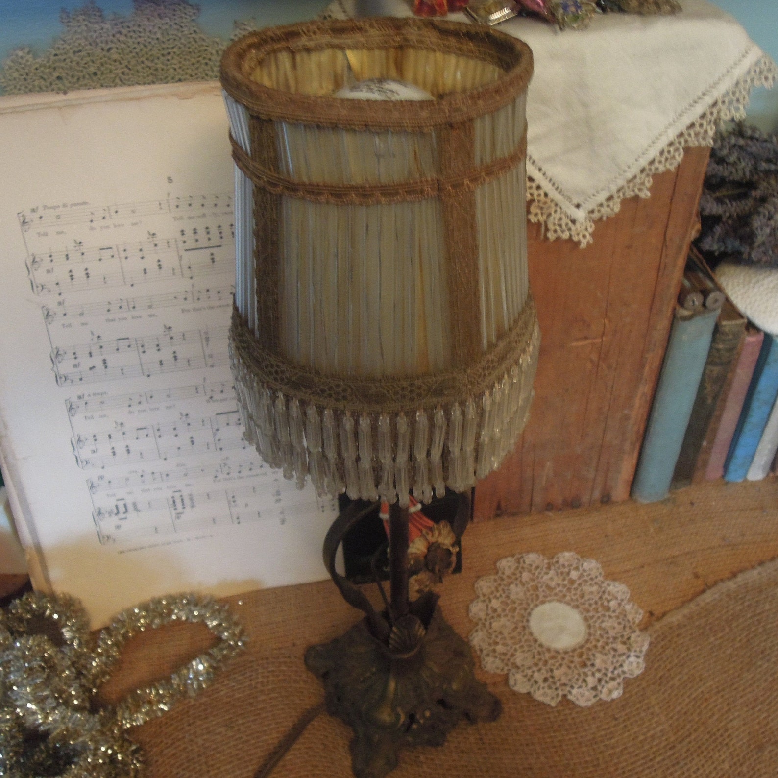 Antique Victorian Beaded Shade / Vintage Victorian Lamp Shade Etsy