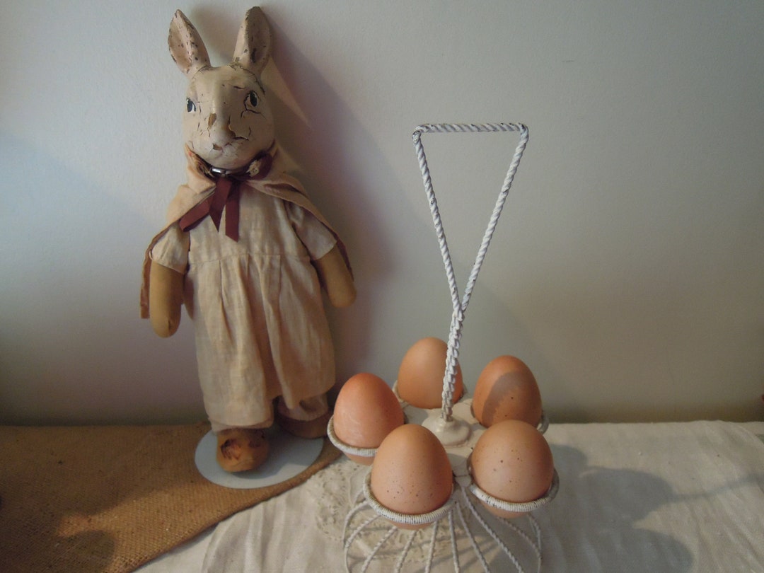 Vintage Egg Holder / Wirework Egg Stand / White Wire Egg Caddy Etsy