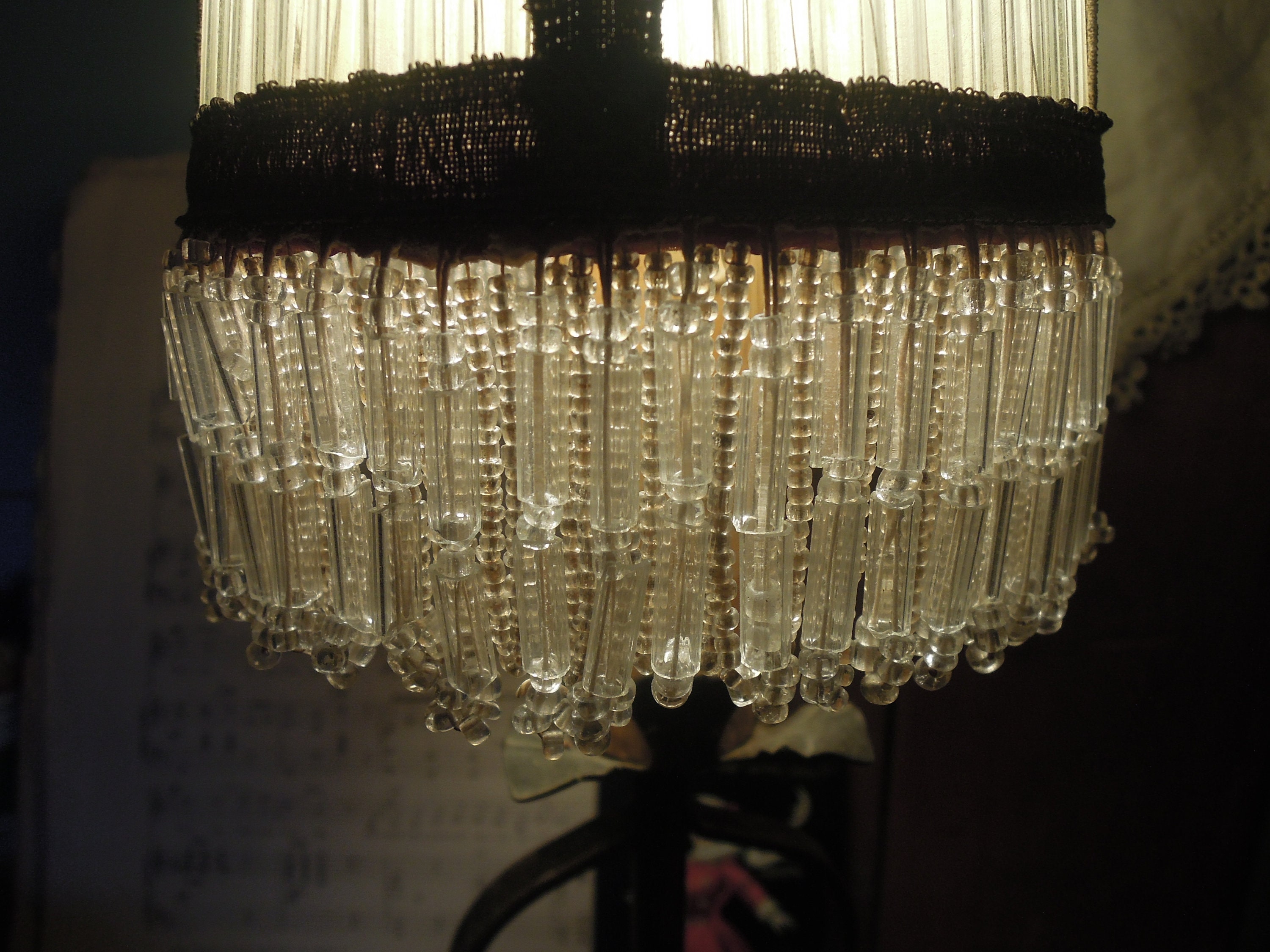 Antique Victorian Beaded Shade / Vintage Victorian Lamp Shade Etsy UK