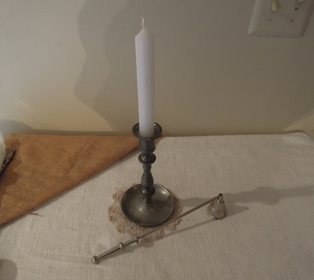 Vintage Pewter Candle Holder / Silver Swivel Candle Snuffer Etsy
