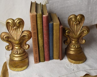 Vintage Florentine Bookends  / Vintage Gold Bookends  / Fleur Bookends