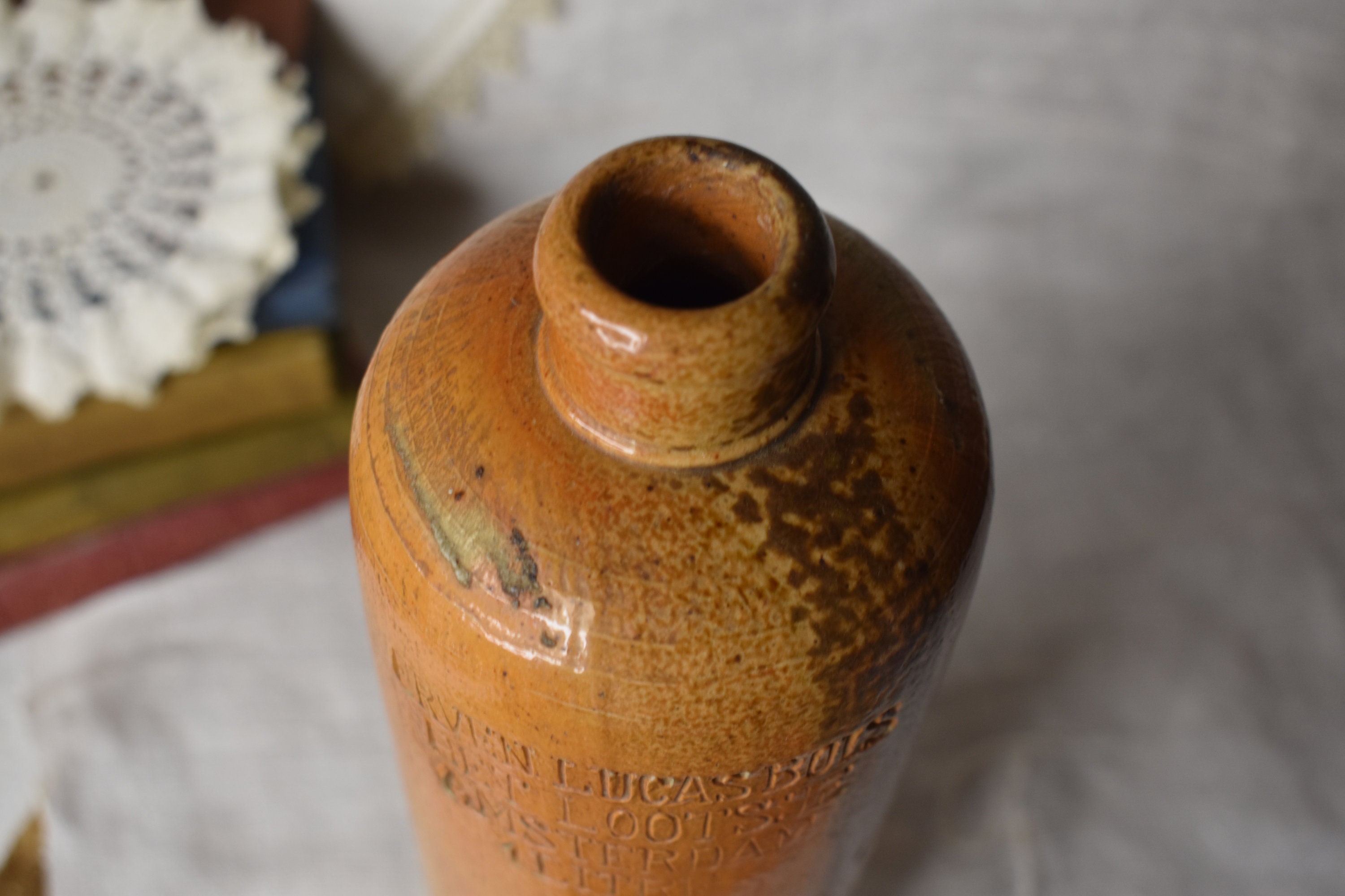 Antique Ervin Lucas Bols Het Lootsje Stoneware Bottle / 1800's