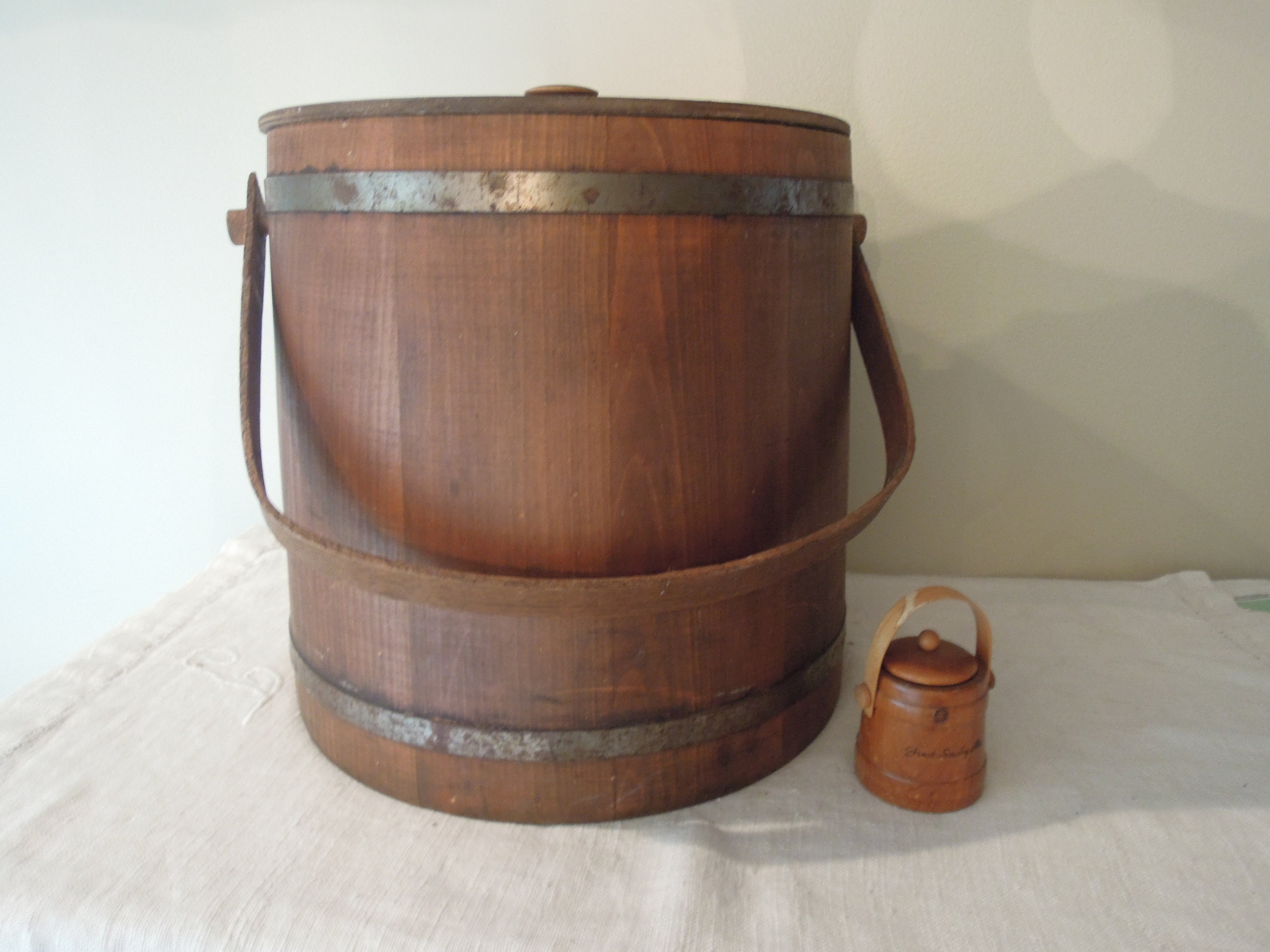 Vintage Wooden Firkin / Sugar Bucket With Lid / Vermont Etsy UK