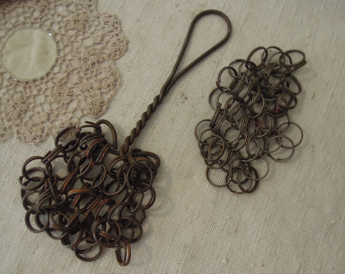 Antique Chain Mail Pot Scrubber / Vintage Cast Iron Pot Scrubber / Metal Scrubber 1920 Farmhouse