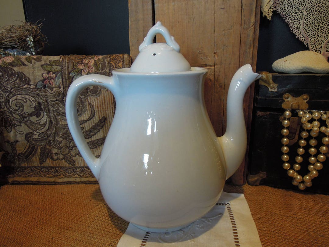 Vintage Ironstone Tea Pot / French Country Tea Pot / French Stoneware