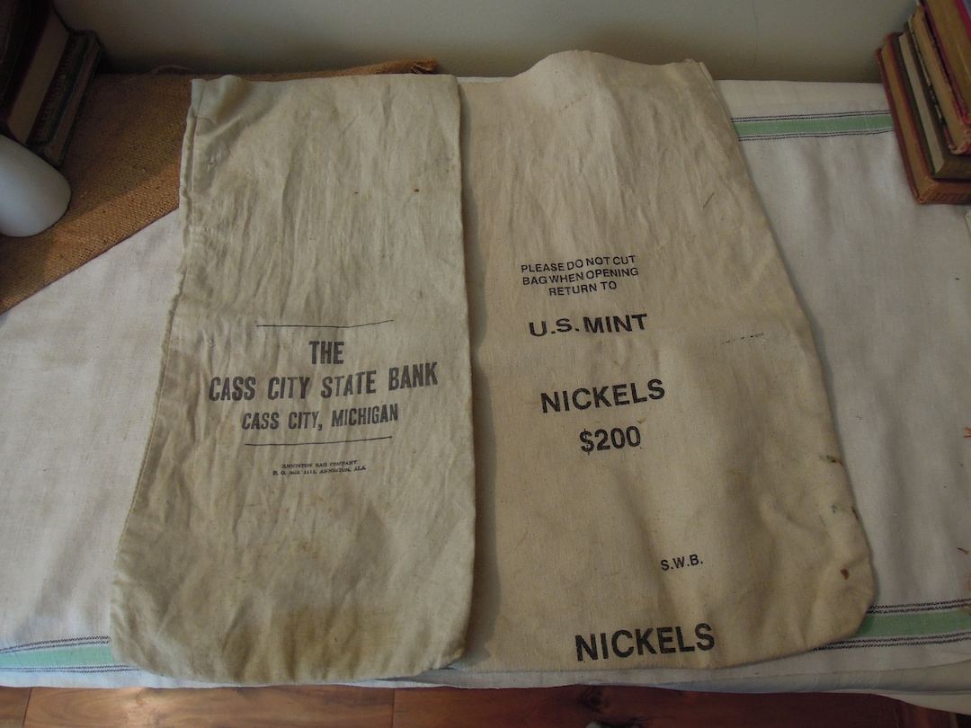 Vintage Cloth Bank Bags / Two Cloth Coin Bags / US MINT Nickle Etsy