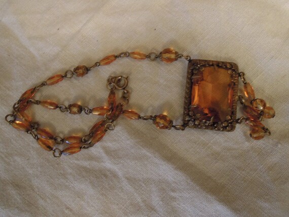 Collier Vintage Années 40 En Rhodoïd - Perles Façon Ambre Jaune, Longueur ~57 Cm - Occasion