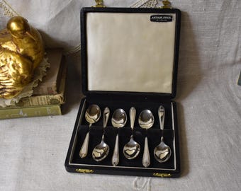 Vintage Arthur Price Silver Plate Demitasse Spoons / Demitasse Set of 6 In Original Box/ Made in England