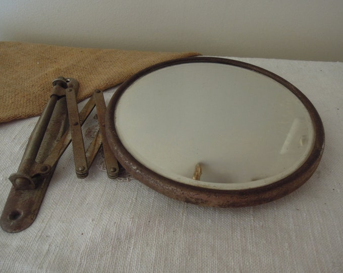 Vintage Barber Shop Mirror / Round Retractable Scissor Shaving Etsy
