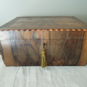 Antique Sewing Box / Large Wood Sewing Box Compartment