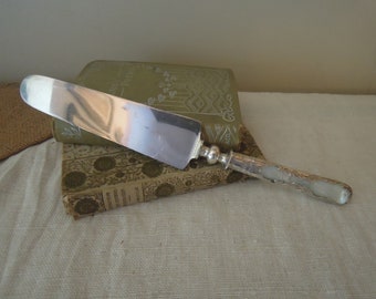 Vintage Smith Sturgeon Detroit Serving Knife / MOP Silver Cake Knife  / Wedding Cake Knife