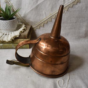 Antique Copper Funnel / Large Valve Copper Funnel / Vintage Primitive Funnel
